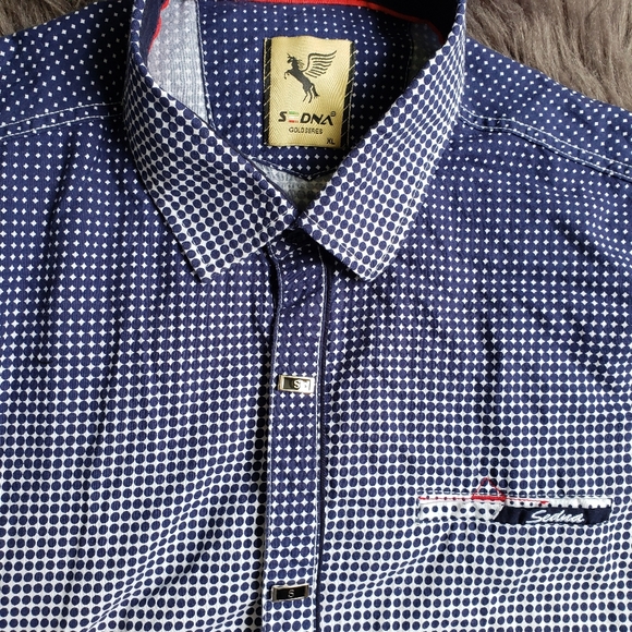 Sedna Dress Shirt Italian Button Up Size M Blue - Picture 1 of 3